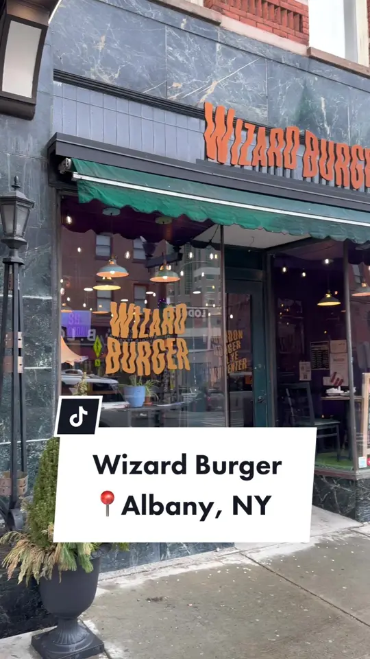 Wizard Burger in Albany showing vegan food, vegan burger, video by the.african.doll on TikTok