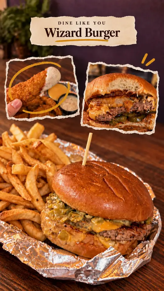 Wizard Burger in Albany showing vegan burger, video by Casey Sun on Facebook