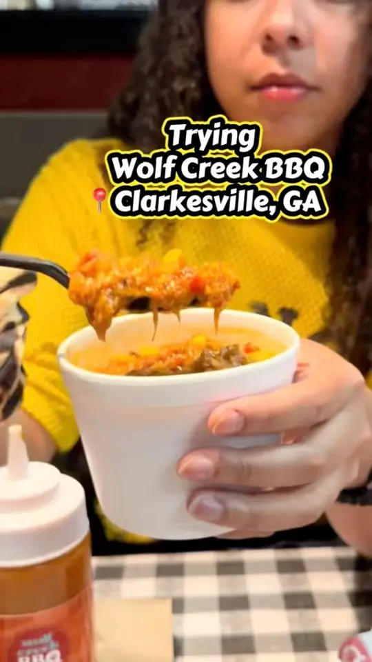 Wolf Creek BBQ, Burgers & More in Clarkesville showing review, visit, video by Tiara Hart Eats on Facebook