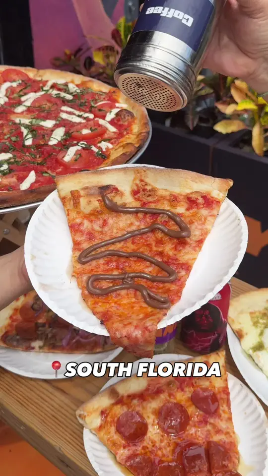 WYN Pizza in Miami showing review, pizza, cheese pizza with nutella and coffee, happy hour deal, video by peakacity on TikTok