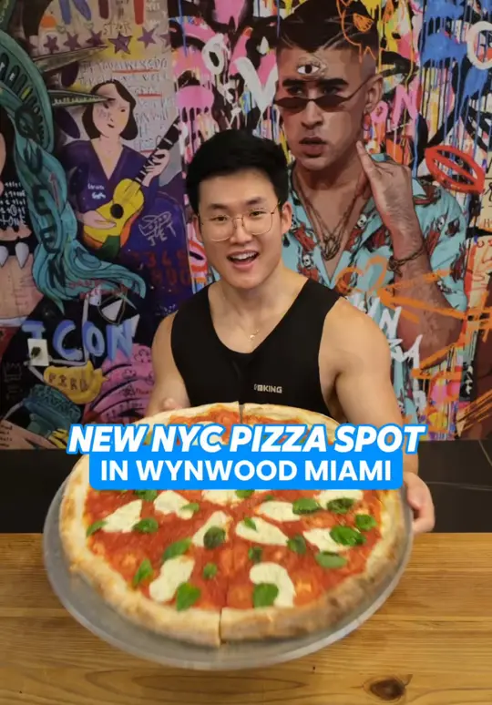 WYN Pizza in Miami showing pizza, happy hour slices, video by zackaryeats on TikTok