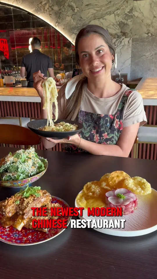Yao's in Oviedo showing modern chinese restaurant, small plates, shanghai sticky ribs, large plates, wagyu beef stir fry with rice cakes, video by cheatdayorlando on TikTok