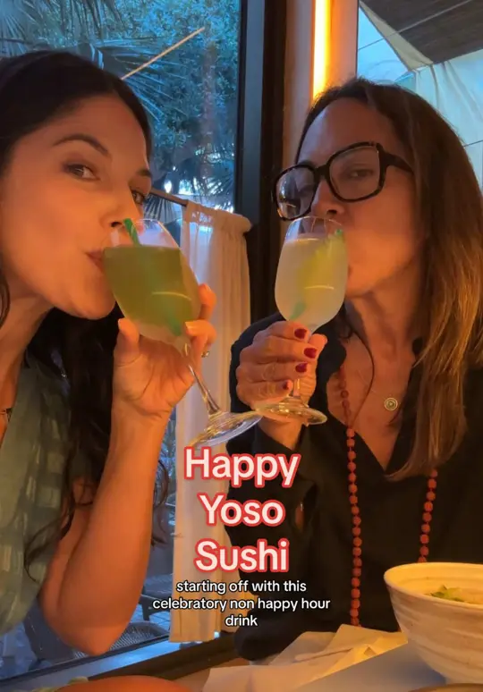 Yoso Sushi in Miami showing visit, happy hour, cucumber kimchi, salmon crispy rice, video by urbanwit on TikTok