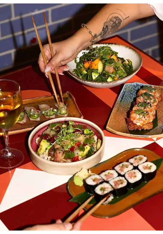 Yoso Sushi in Miami showing pop-up event, sushi, video by properlysocial_ on TikTok