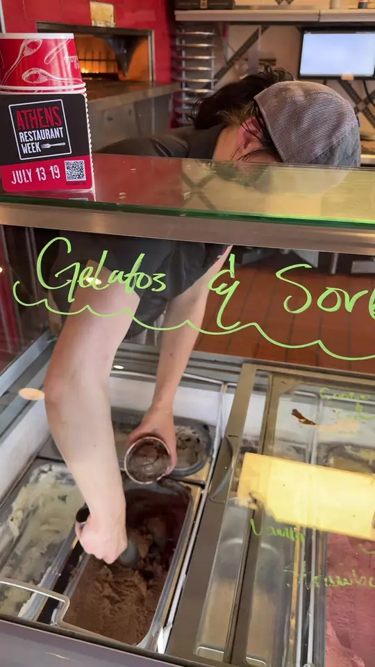 Your Pie Pizza in Athens showing pizza, ice cream, video by yourpiebeechwood on TikTok