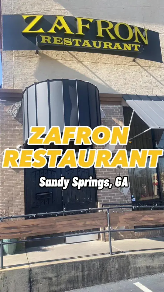 Zafron Restaurant in Sandy Springs showing restaurant, persian food, baked goat milk feta cheese, zafron wings, shish kabob, tandoori chicken, video by sydwalker5 on TikTok