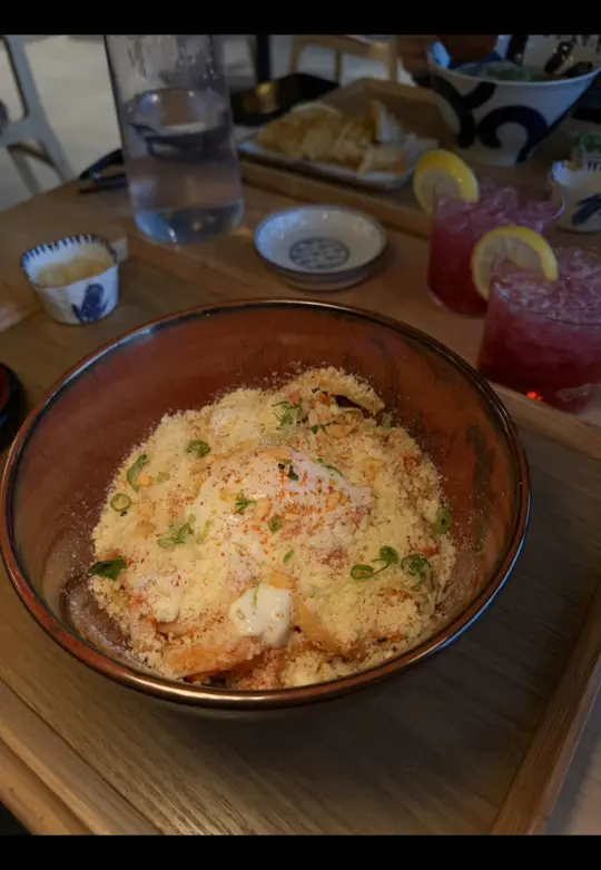 Zaru in Orlando showing visit, review, cocktail, shisho sour, appetizer, gyozas, video by katelynxoxoo on TikTok
