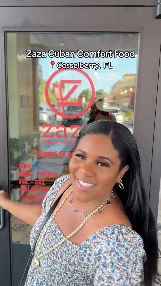 Zaza Cuban Comfort Food in Orlando showing restaurant, new location, menu items, lattes, video by thepolancos on TikTok