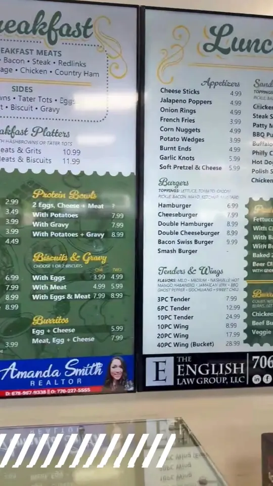 Zebulon Whistle Stop And Whistle Stop Pizzeria in Zebulon showing grand opening, digital menu boards, pizza, biscuits, salads, indian food, video by Promo Vision Advertising on Facebook