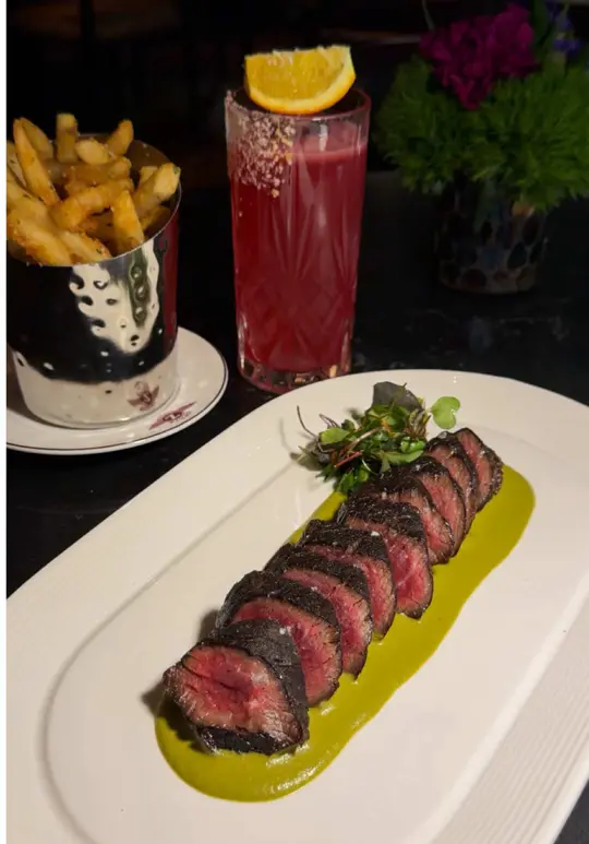 Zephyr Southern Brasserie in Atlanta showing restaurant, visit, atmosphere, cocktails, violet viaduct, boxcar burn, video by eatclickrepeat on TikTok