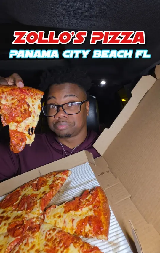 Zollo's Pizza in Panama City Beach showing food review, pizza, video by Big Tae Eats on Facebook