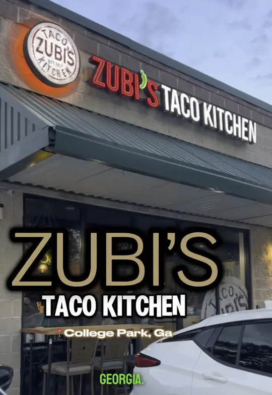 Zubi's Taco Kitchen & Bar in College Park showing food, vegan birria tacos, video by iamchivaria_shay on TikTok